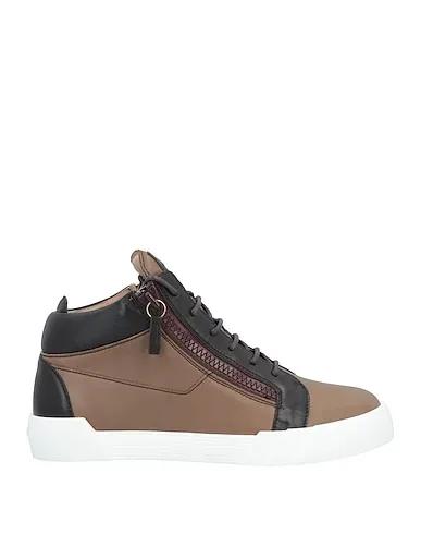 Khaki Leather Sneakers
