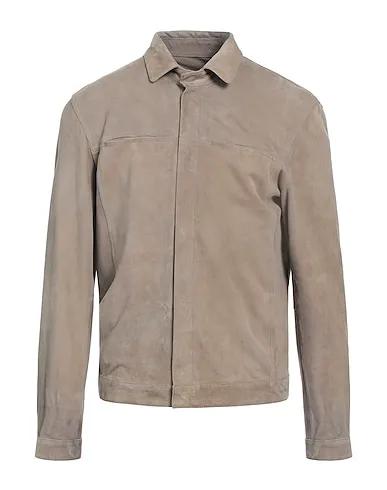 Khaki Leather Solid color shirt