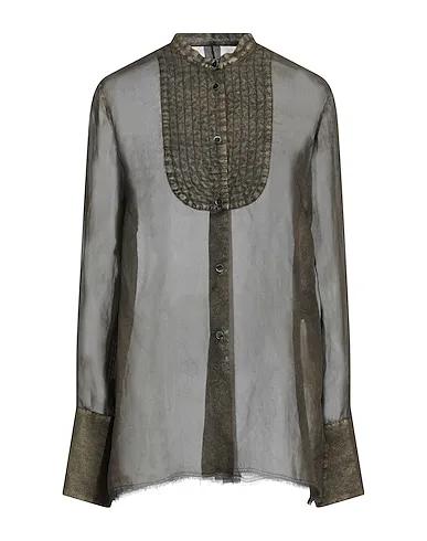 Khaki Organza Silk shirts & blouses