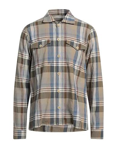 Khaki Plain weave Checked shirt
