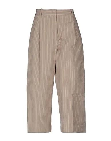 Khaki Plain weave Cropped pants & culottes