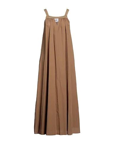 Khaki Plain weave Long dress
