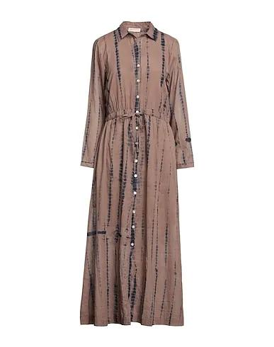 Khaki Plain weave Long dress