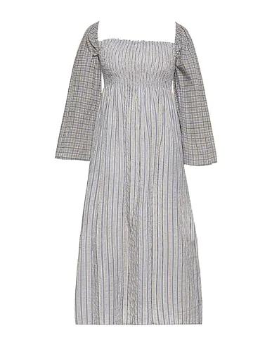 Khaki Plain weave Midi dress