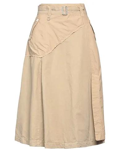 Khaki Plain weave Midi skirt