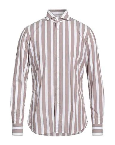 Khaki Plain weave Striped shirt