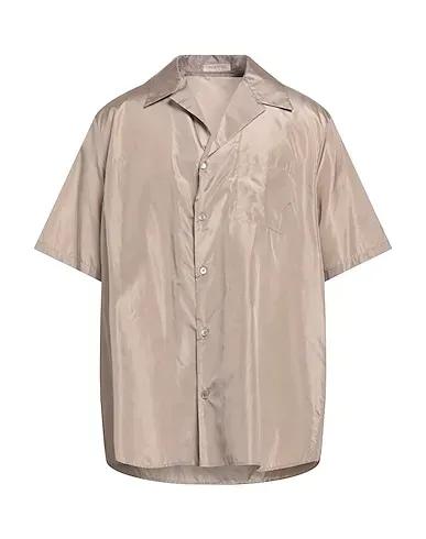 Khaki Satin Solid color shirt