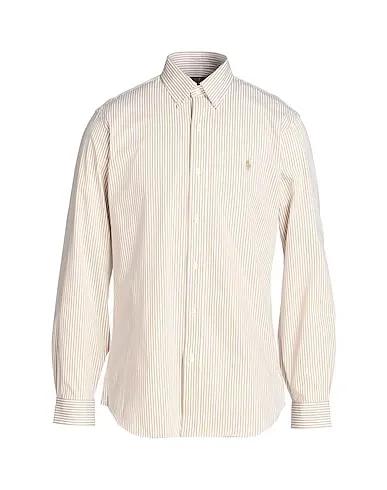 Khaki Striped shirt CUSTOM FIT STRIPED STRETCH POPLIN SHIRT
