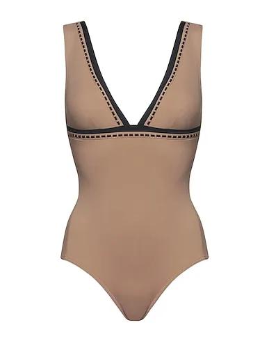 Khaki Synthetic fabric One-piece swimsuits