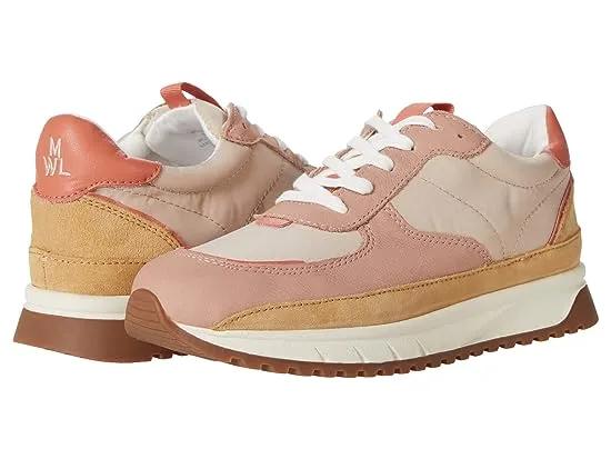 Kickoff Trainer Sneakers in Recycled Nylon and Pink Nubuck