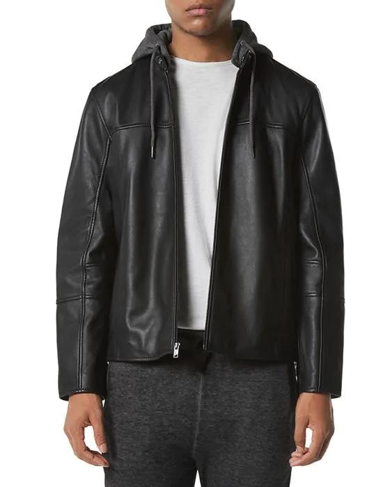 Kingsburg Leather Removable Hood Regular Fit Racer Jacket
