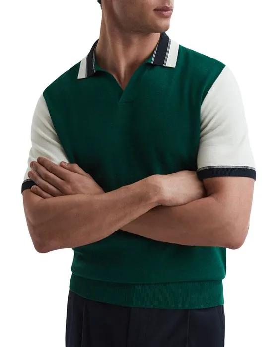 Kingsford Color Blocked Open Collar Short Sleeve Polo Shirt