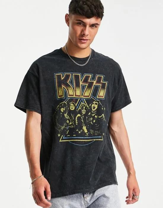 kiss printed t-shirt in black