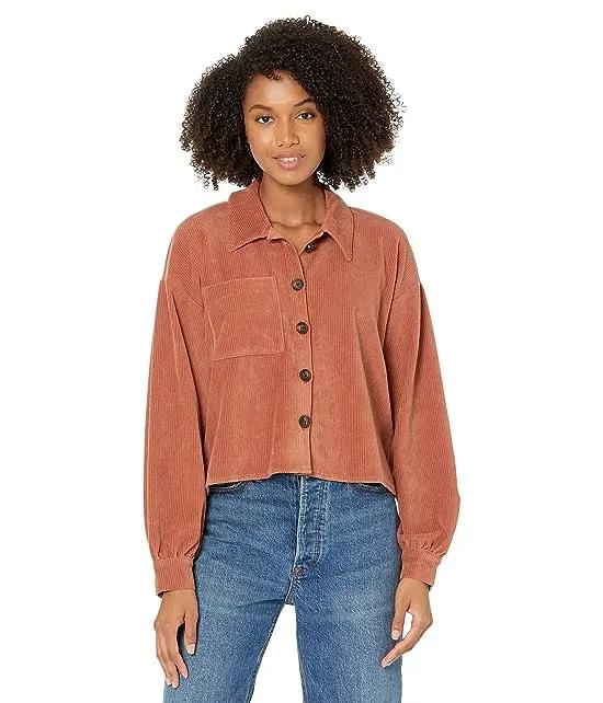 Knit Corduroy Crop Shirt-Jacket