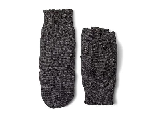 Knit Flip Mitten with Leather Palm Patch