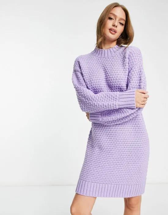 knit sweater dress in purple