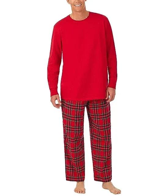 Knit Top w/ Flannel Pants Pajama Set