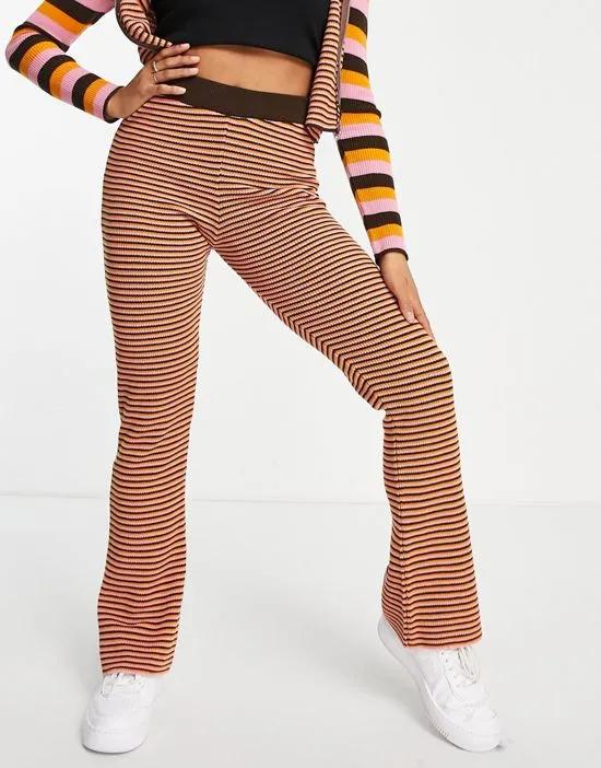 knitted flare pants in stripe - part of a set