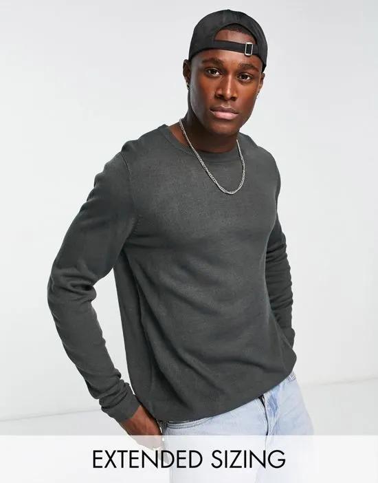 knitted lightweight sweater in charcoal heather
