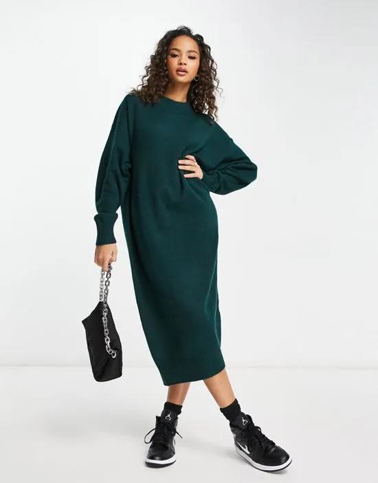 knitted sweater midi dress in green