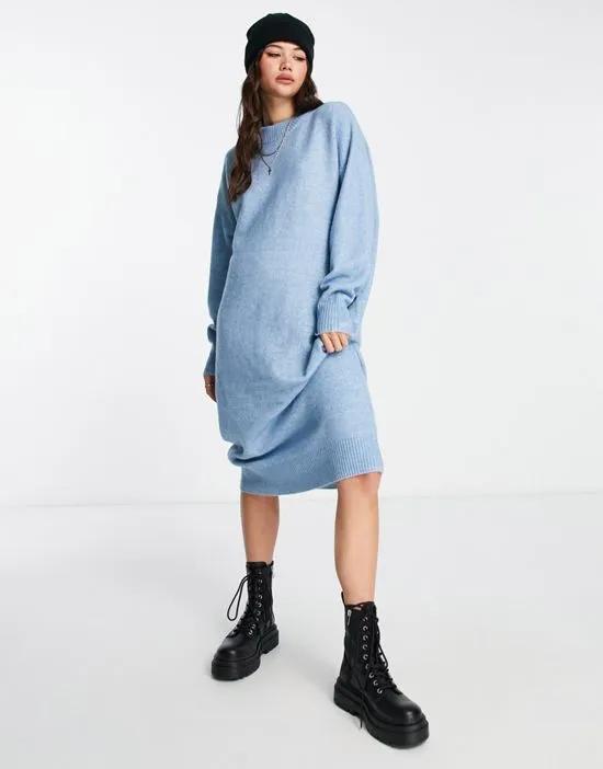 knitted sweater midi dress in light blue