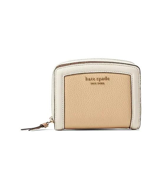 Knott Color-Blocked Pebbled Leather Small Compact Wallet