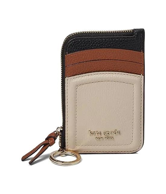 Knott Color-Blocked Pebbled Leather Zip Card Holder