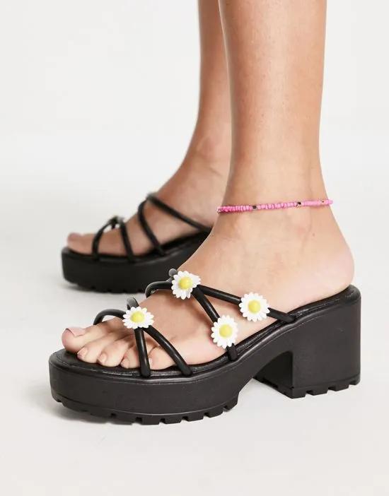 KOI Daisy strappy sandals in black