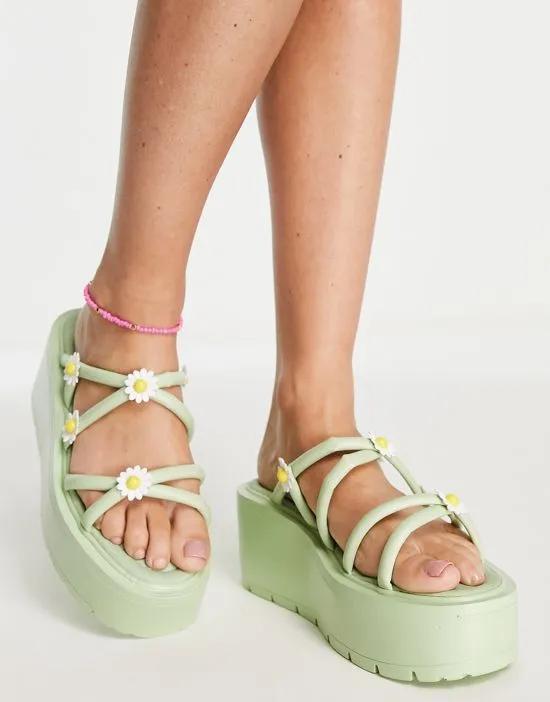 KOI Daisy strappy sandals in green