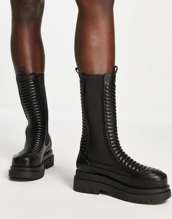 Koi ember long padded boots in black