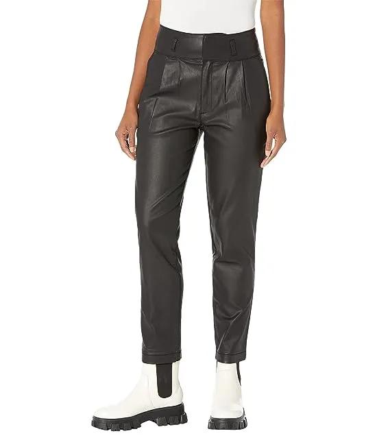 KUT from the Kloth Lessie - Coated Denim High-Waist Pleated Pants