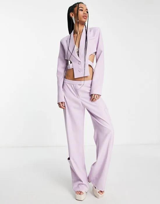 Kyo The Brand cut out backless cropped blazer in lilac - part of a set