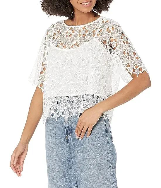 Lace Boxy Short Sleeve Top