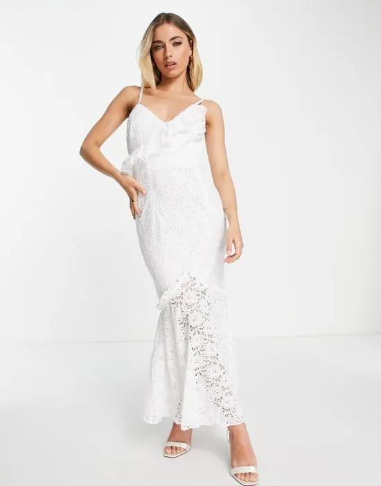 lace fishtail dress in white