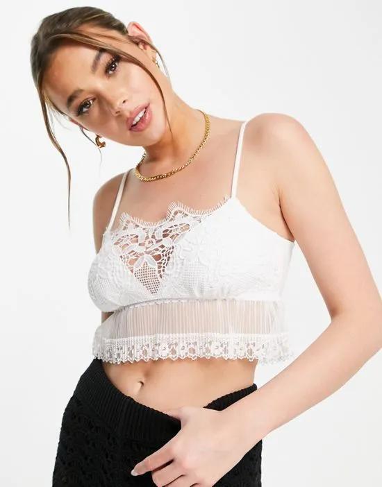 lace frill cami in white