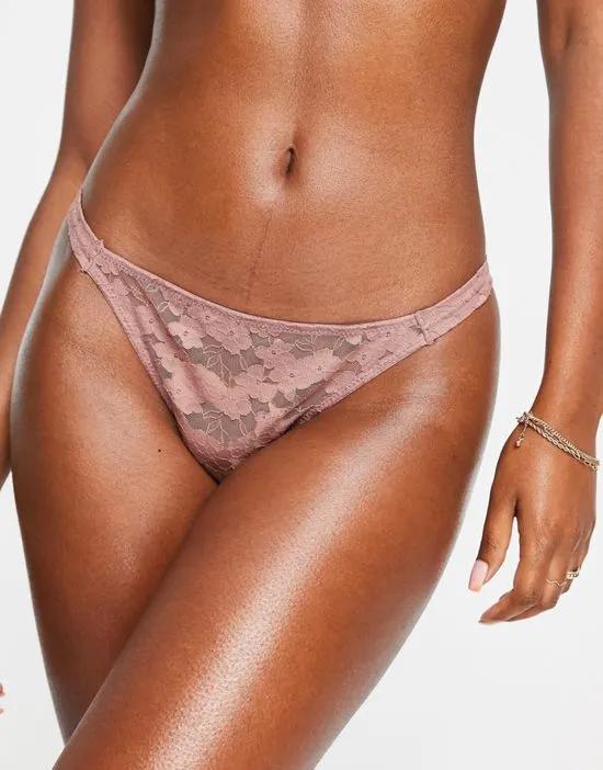 lace thong in dusty pink