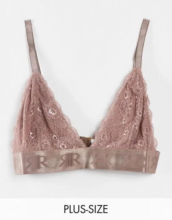 lace triangle bra in mocha - part of a set