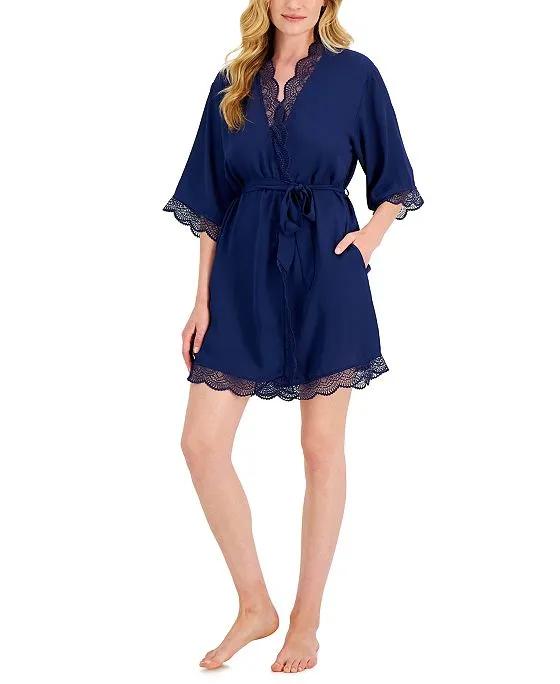 Lace Trim Short Robe, Created for Macy's