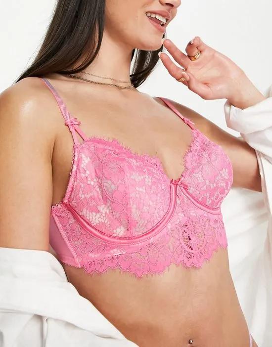 lace underwired bra in pink