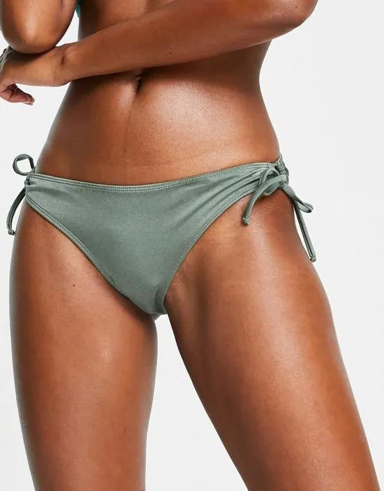 lace up bikini bottom  in army green