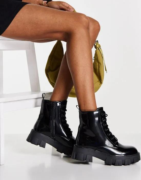 lace up boot with chunky sole in black