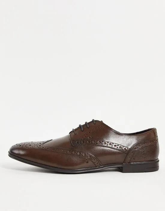 lace up derby brogues in dark brown