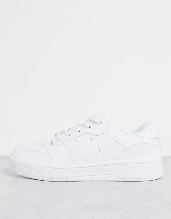 lace up sneakers in white