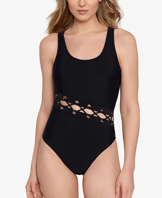 Laced Grommet One-Piece Swimsuit, Created For Macy's