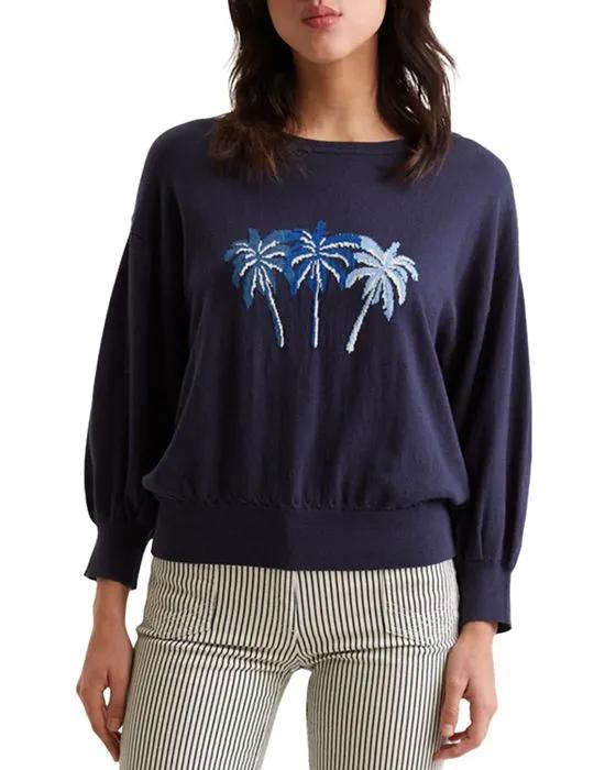 Lahouri Cotton Blend Palm Tree Pullover