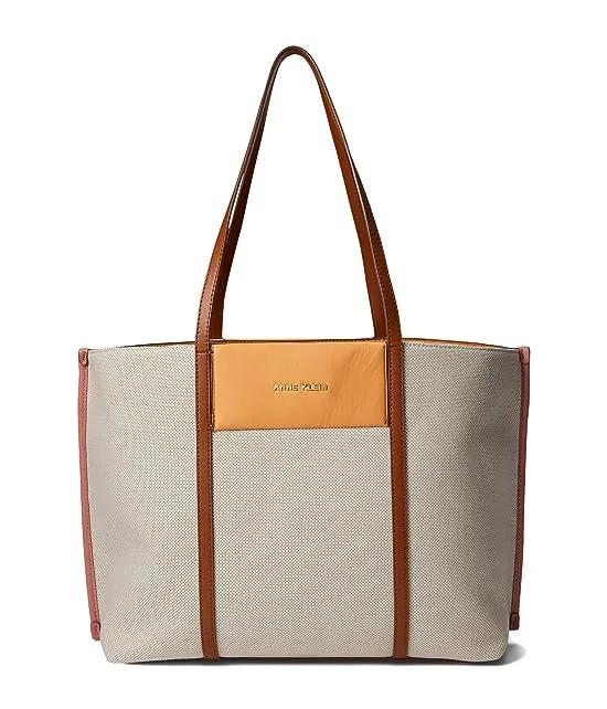 Large Color-Blocked Canvas Tote