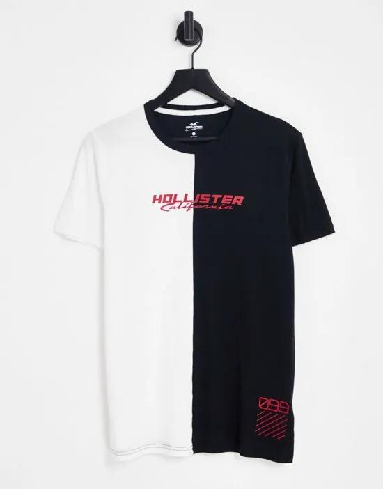 large hem logo ombre print t-shirt in white/black