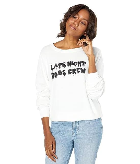 Late Night Boos Crew Brushed Hacci Jersey Sweatshirt