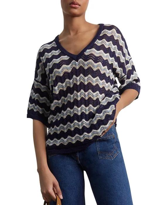Laure Printed V Neck Sweater