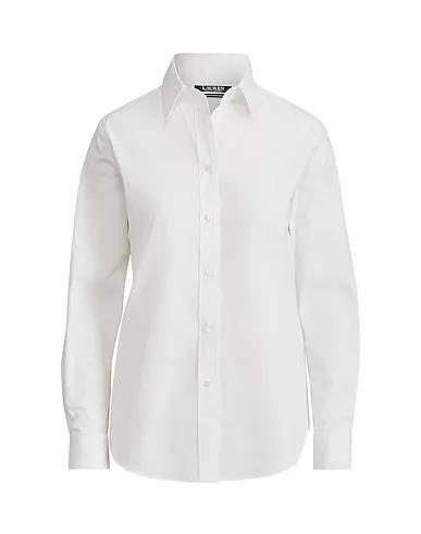 LAUREN RALPH LAUREN EASY CARE COTTON BROADCLOTH SHIRT | White Women‘s Solid Color Shirts & Blouses